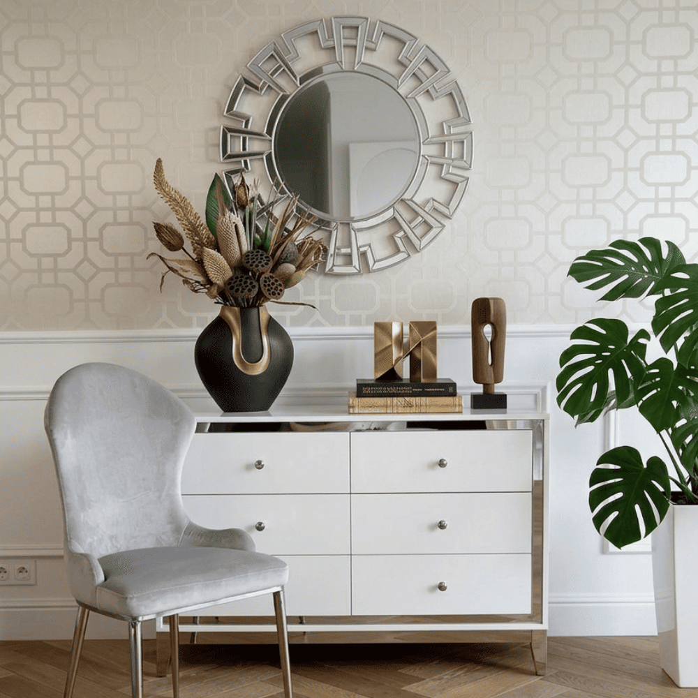 New York style decorative mirror glamour silver ELISE