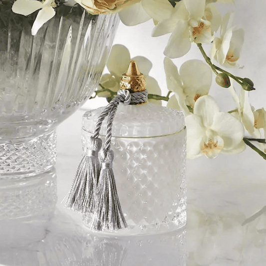 Decorative white crystal glass container