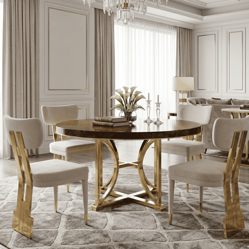 Designer modern beige chair in velvet velour fabric EMPIRE