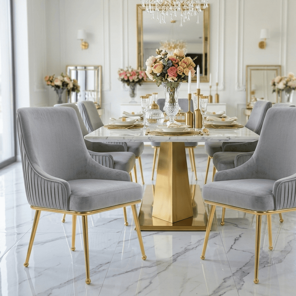 PALOMA Gold Dining Chair Gray