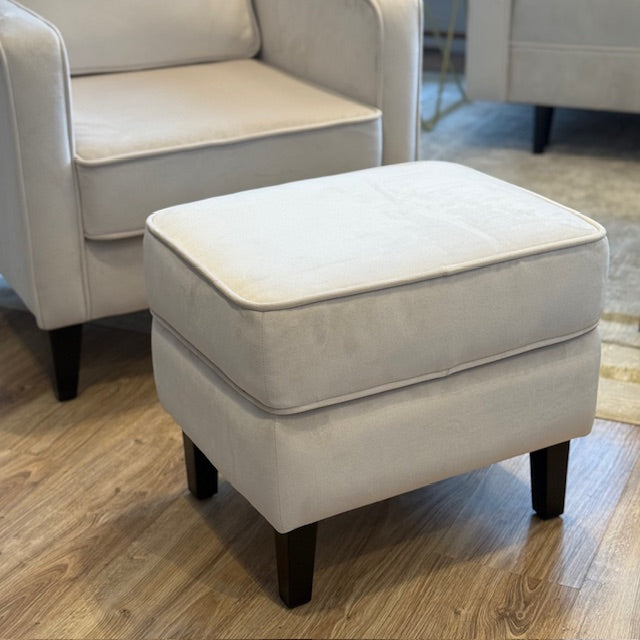 Creamy Upholstered footstool Pouf