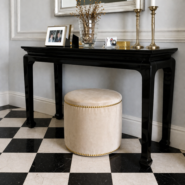 Royal 2 Round Pouf with Gold rivets