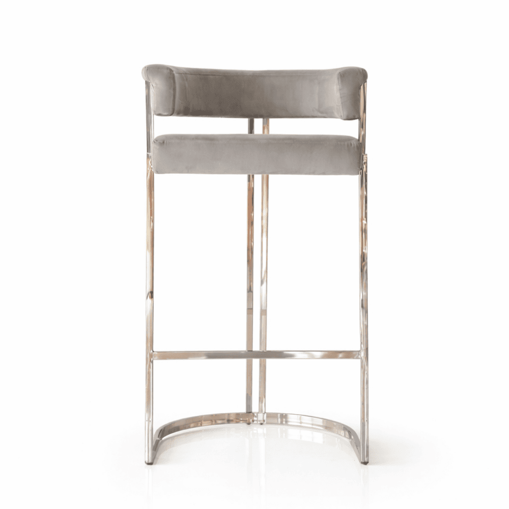 MARCO modern silver grey glamour upholstered barstool for dining room, bar, isle 53x51x92