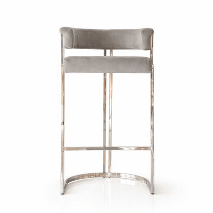 MARCO modern silver grey glamour upholstered barstool for dining room, bar, isle 53x51x92