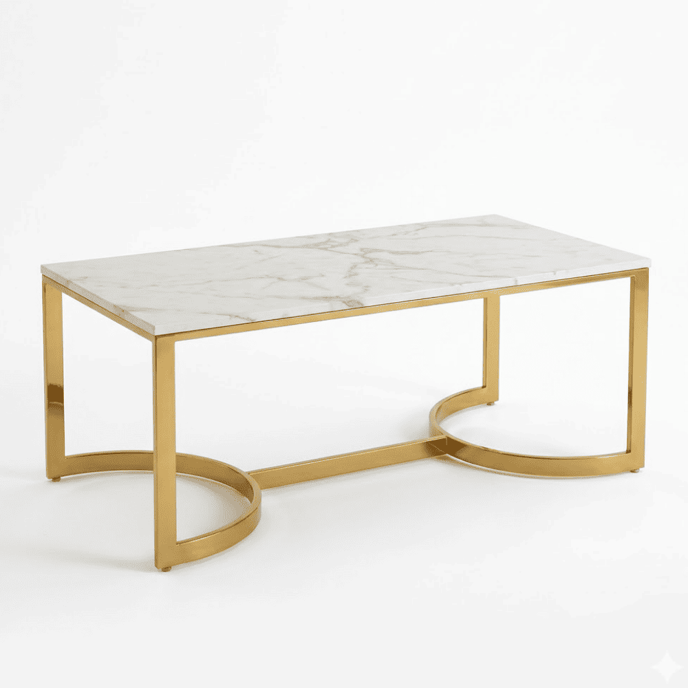 Glamorous coffee table, modern, white marble, gold LOLA table