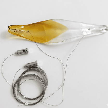 Designer golden glass leaf decoration hanging from the ceiling - LEAF FLOW