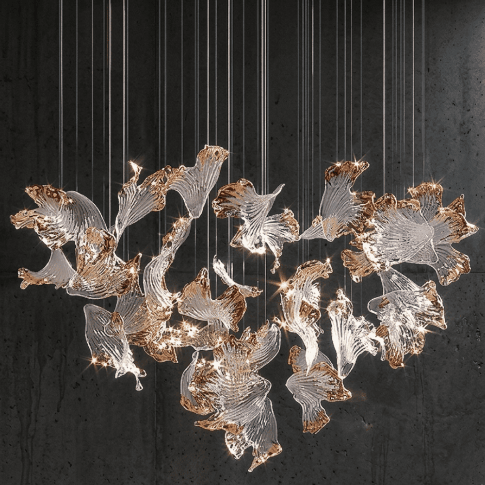 Designer golden glass leaf decoration hanging from the ceiling - LEAF CABBAGE