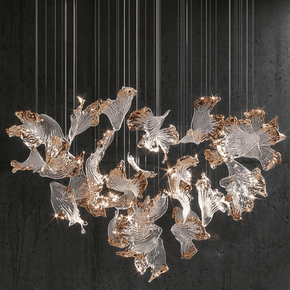 Designer golden glass leaf decoration hanging from the ceiling - LEAF CABBAGE
