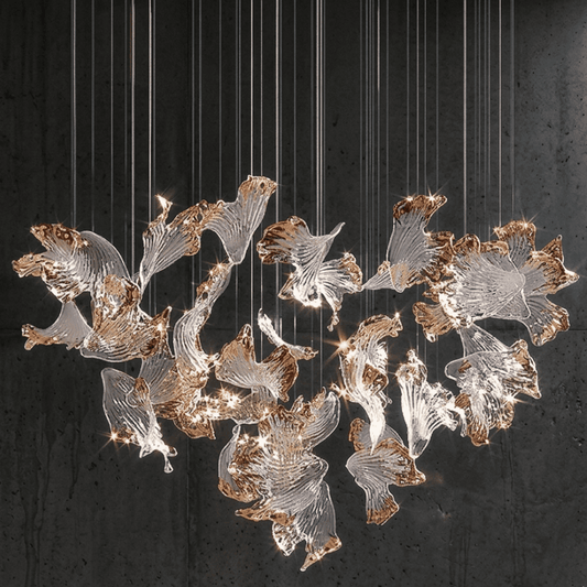 Designer golden glass leaf decoration hanging from the ceiling - LEAF CABBAGE