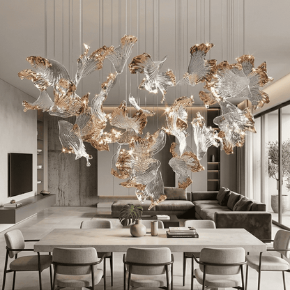 Designer golden glass leaf decoration hanging from the ceiling - LEAF CABBAGE