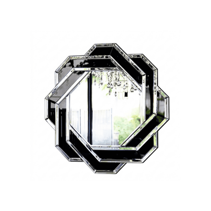 Rounded mirror DUNE BLACK SILVER, geometric