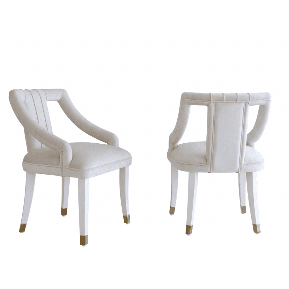 Exclusive glamorous dining chair, beige, white PALACE