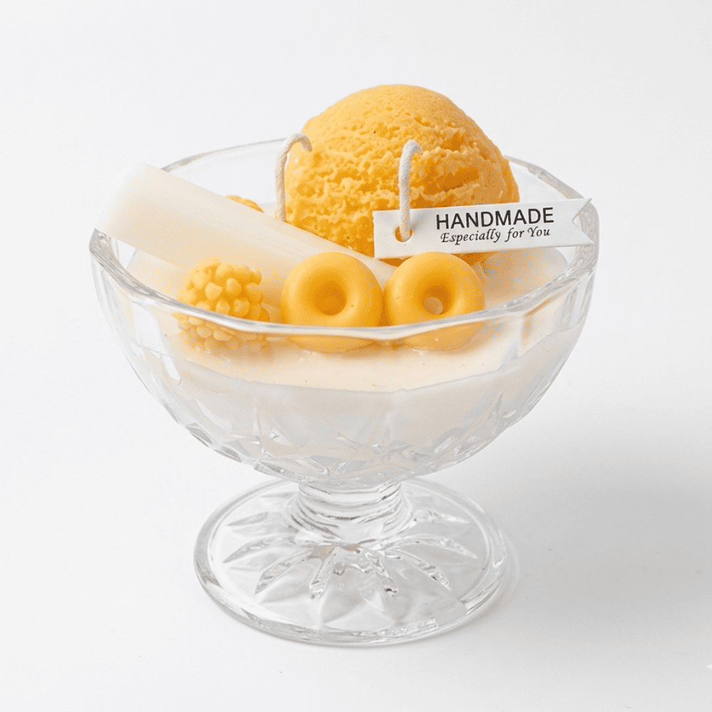 Scented candle natural vanilla ice cream dessert - a gift for her