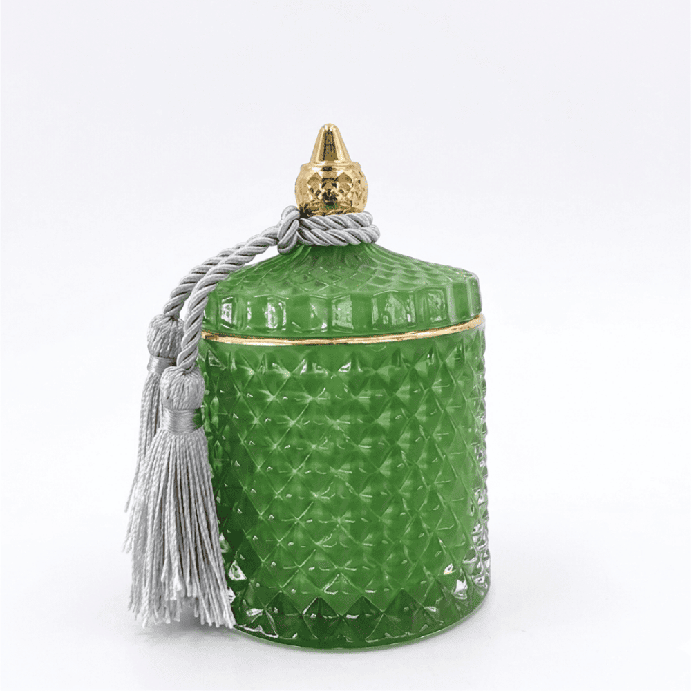 Decorative green crystal glass container