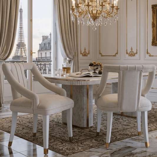 Exclusive glamorous dining chair, beige, white PALACE