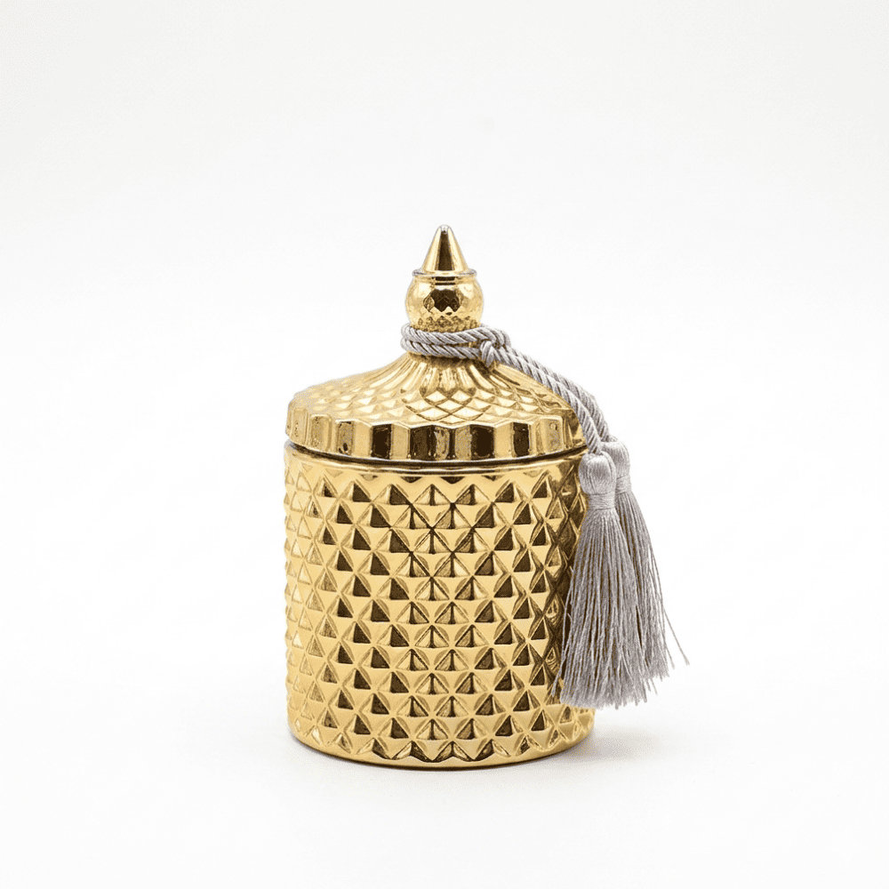 Decorative gold crystal glass container