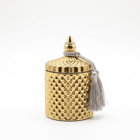 Decorative gold crystal glass container