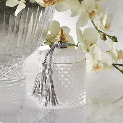 Decorative white crystal glass container