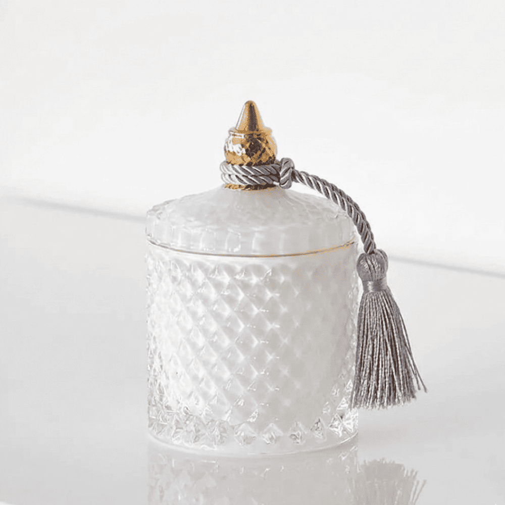 Decorative white crystal glass container