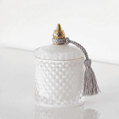 Decorative white crystal glass container