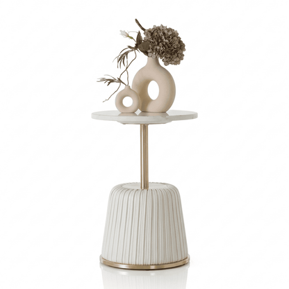 Glamor side side table, bedside white. golden KENDALL