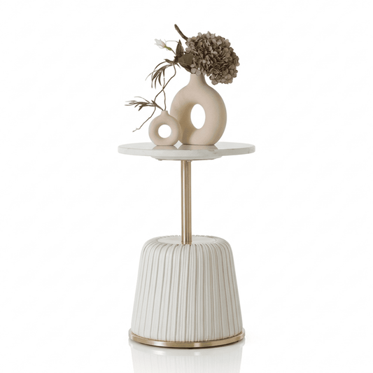 Glamor side side table, bedside white. golden KENDALL