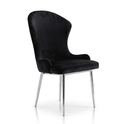 Glamor chair for the dining room, steel straight legs, comfortable, modern, exclusive, black, silver, gold LOUIS