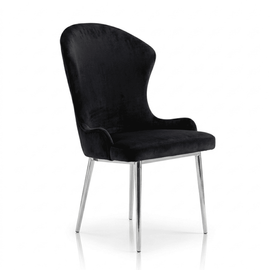 Glamor chair for the dining room, steel straight legs, comfortable, modern, exclusive, black, silver, gold LOUIS