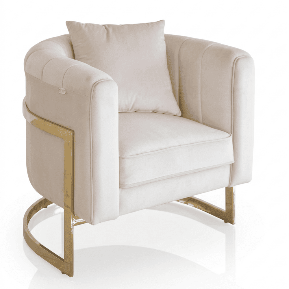 Modern, stylish, designer glamor armchair for the living room and dining room, golden beige BENT