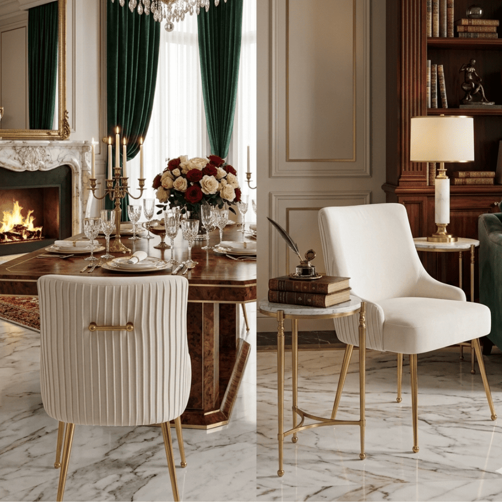 Chair PALOMA Dining gold beige 57x66x84