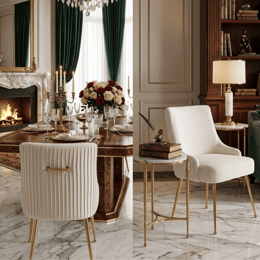 Chair PALOMA Dining gold beige 57x66x84