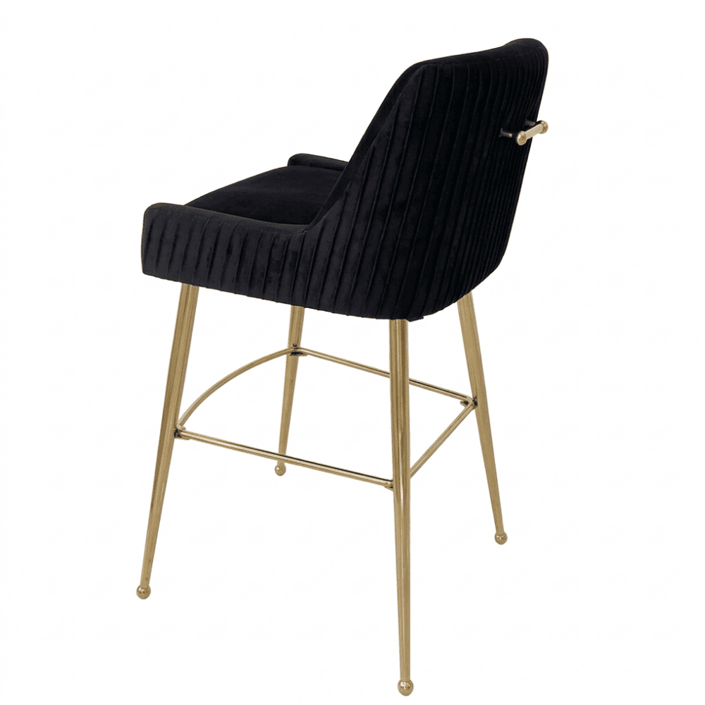Modern glamor stool in black golden velvet fabric PALOMA