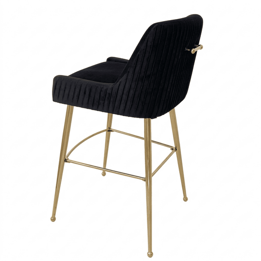 Modern glamor stool in black golden velvet fabric PALOMA
