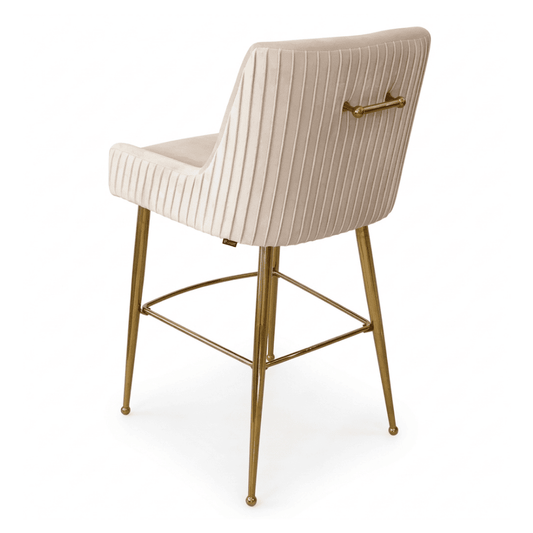 Modern glamor stool in beige golden velvet fabric PALOMA