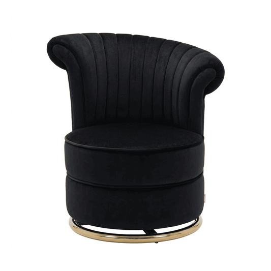 Designer Armchair, velvet, black, gold FLOWER