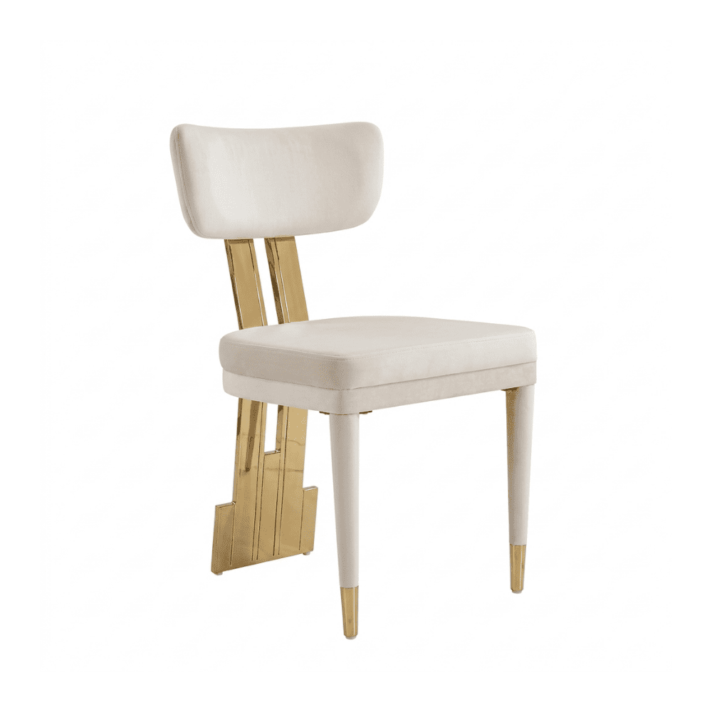 Designer modern beige chair in velvet velour fabric EMPIRE