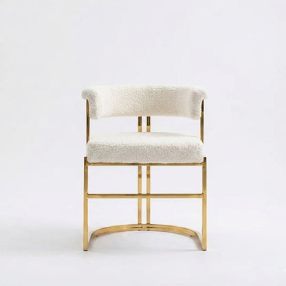 Designer glamor chair, gold, boucle, for the dining room, modern, half-round, for the dressing table, steel MARCO [CLONE]