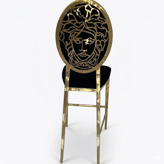 Luxury bar stool, island, modern, glamor, black, gold Medusa