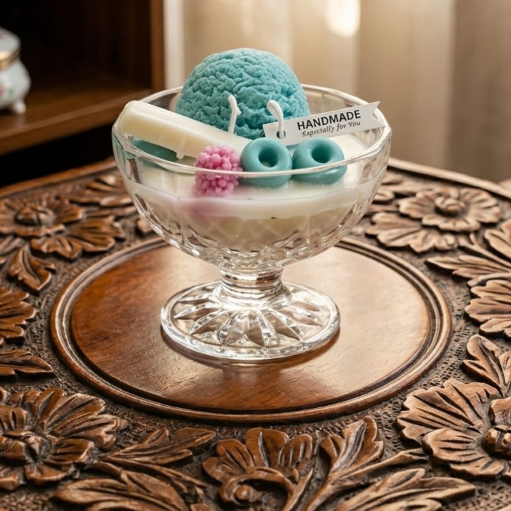 Scented candle natural green tea ice cream dessert - a gift for her