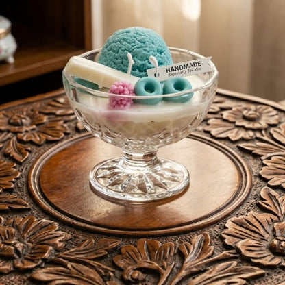 Scented candle natural green tea ice cream dessert - a gift for her
