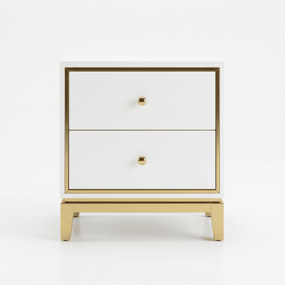 Glamour white gold lacquered bedside cabinet for bedroom Lorenzo S Gold
