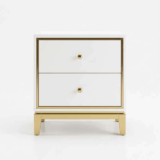 Glamour white gold lacquered bedside cabinet for bedroom Lorenzo S Gold