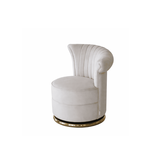 Designer Armchair, velvet, beige, gold FLOWER