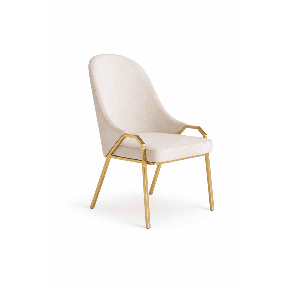Glamor chair with armrests, modern, upholstered, designer, for the dining room, for the dressing table, beige gold SAVOY