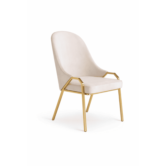 Glamor chair with armrests, modern, upholstered, designer, for the dining room, for the dressing table, beige gold SAVOY