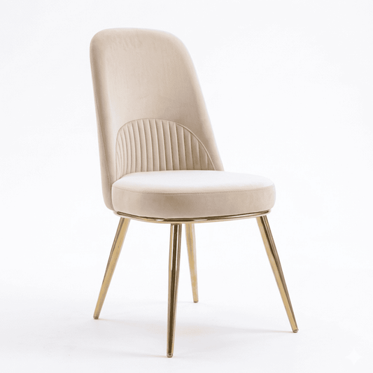 Glamor chair, modern, upholstered, designer, for the dining room, for the dressing table, beige gold SAVOY