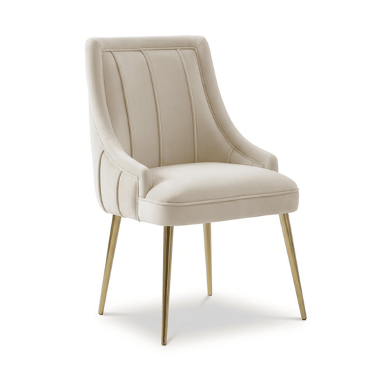 Exclusive glamor dining chair, straight legs, beige, gold DIANA