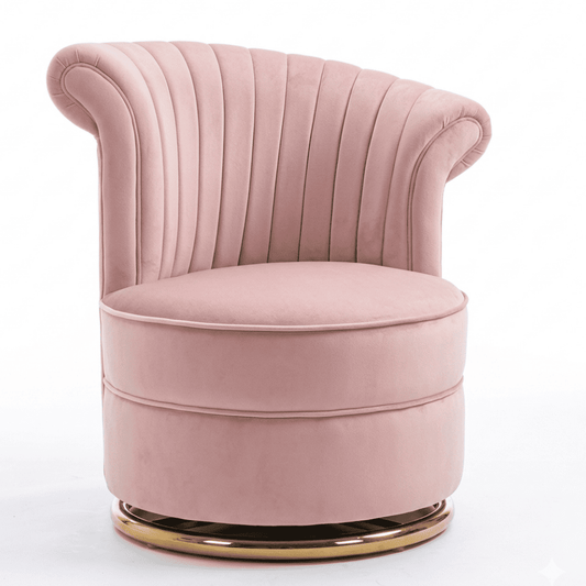Designer Armchair, velvet, pink, gold FLOWER
