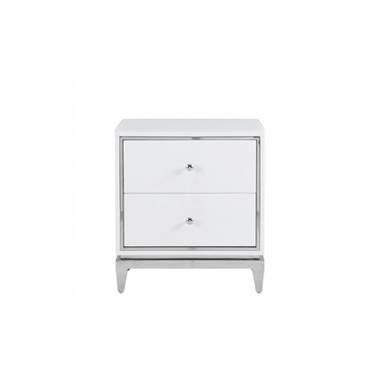 Lorenzo S Silver Lacquered white and silver glamour bedside cabinet for the bedroom