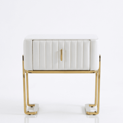 Modern glamor bedside table, beige, gold, side table with drawer AMORE